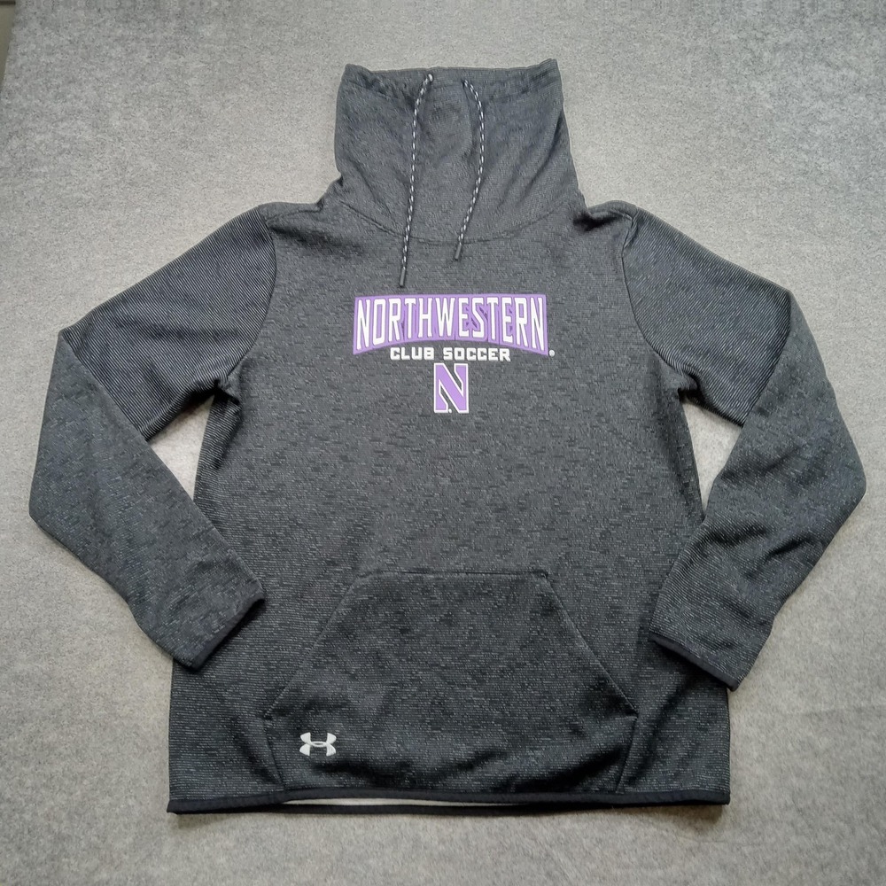 Northwestern Wildcats Hoodie Mens Large Gray NCAA Soccer Under Armour‎ ColdGear